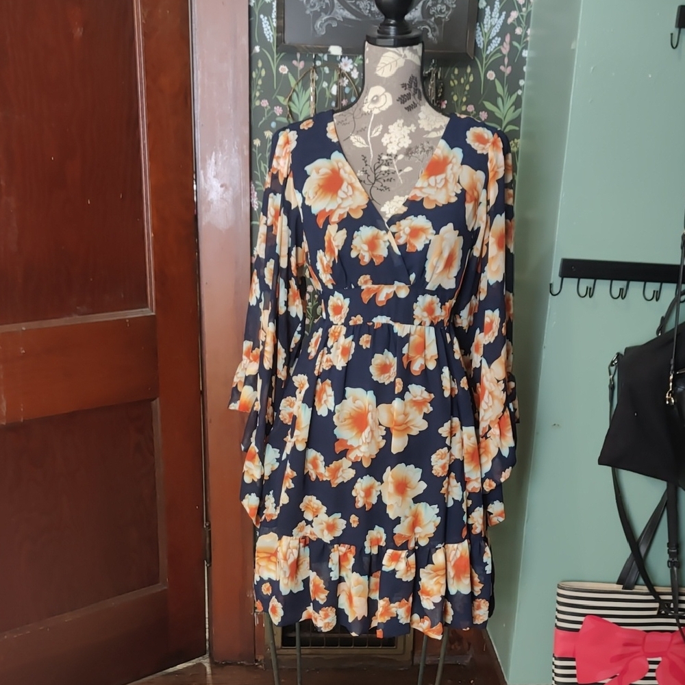 Betsey Johnson Floral Navy Dress